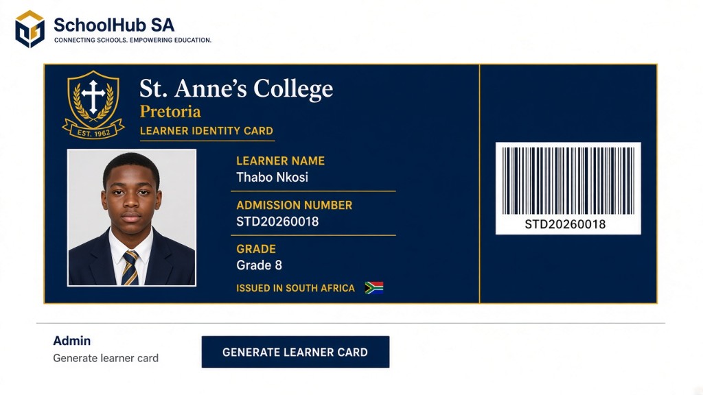 SchoolHub SA generate learner identity card preview